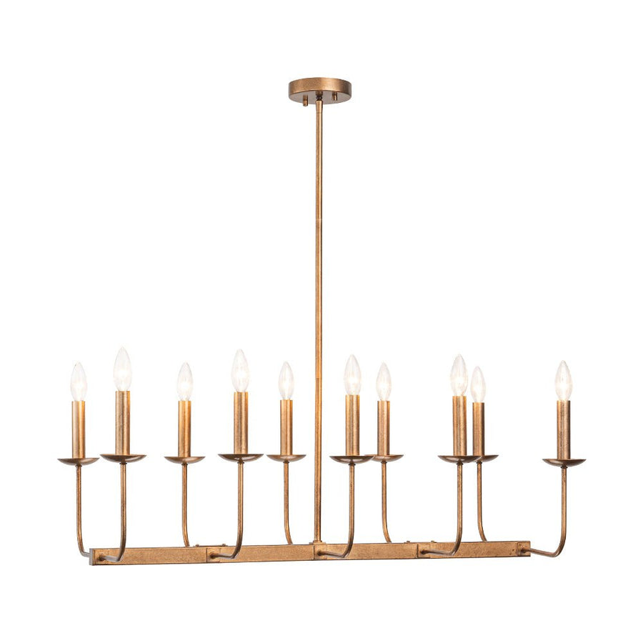 LightFixturesUSA - 10 - Light French Vintage Candle Style Linear Island Chandelier - Chandelier - Oil - Rubbed Bronze - 