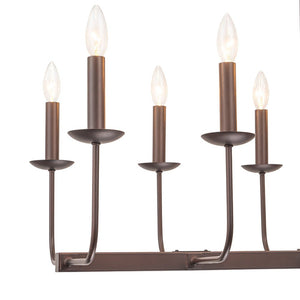LightFixturesUSA - 10 - Light French Vintage Candle Style Linear Island Chandelier - Chandelier - Oil - Rubbed Bronze - 