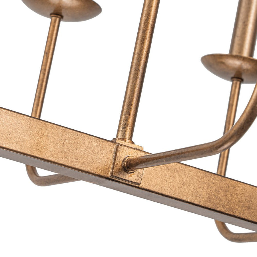 LightFixturesUSA - 10 - Light French Vintage Candle Style Linear Island Chandelier - Chandelier - Oil - Rubbed Bronze - 