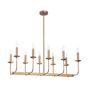 LightFixturesUSA - 10 - Light French Vintage Candle Style Linear Island Chandelier - Chandelier - Oil - Rubbed Bronze - 