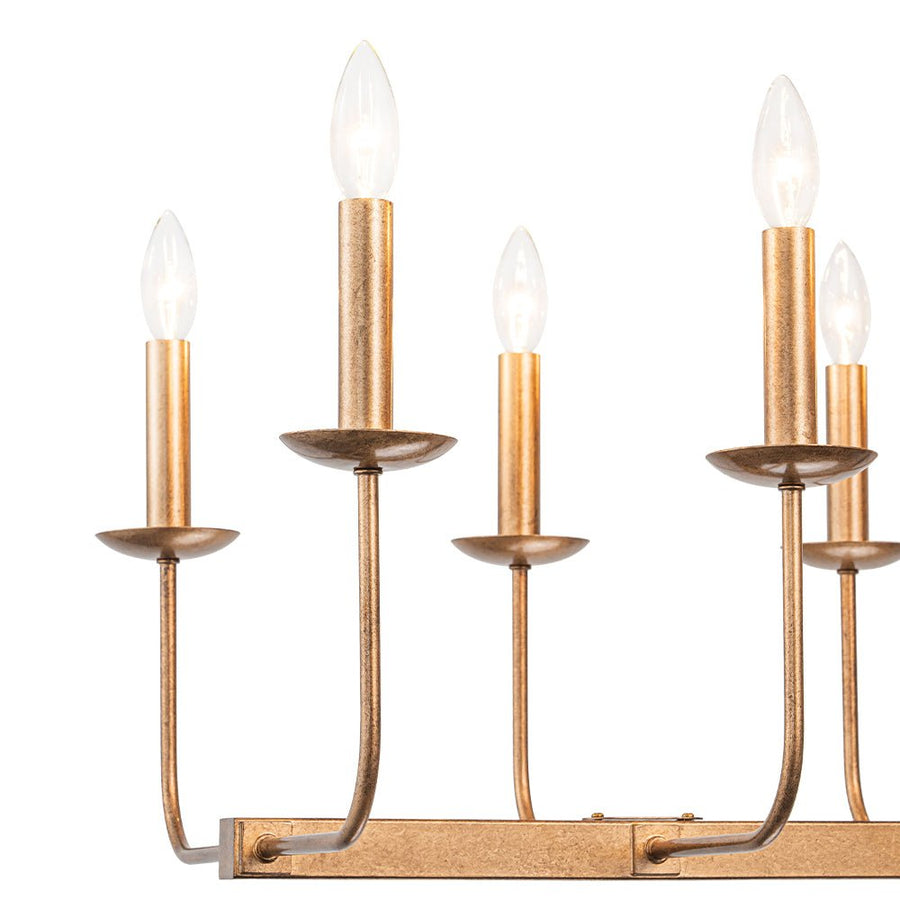 LightFixturesUSA - 10 - Light French Vintage Candle Style Linear Island Chandelier - Chandelier - Oil - Rubbed Bronze - 