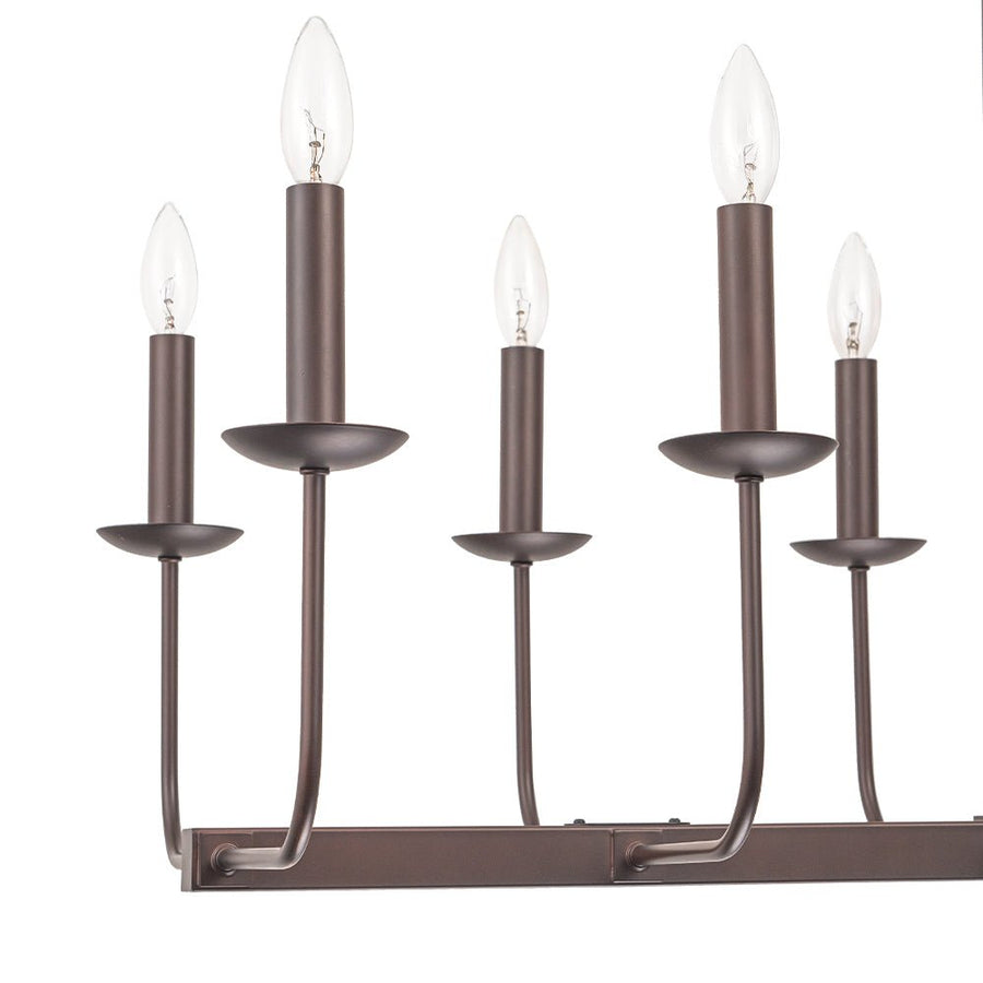 LightFixturesUSA - 10 - Light French Vintage Candle Style Linear Island Chandelier - Chandelier - Oil - Rubbed Bronze - 
