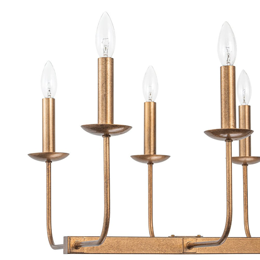 LightFixturesUSA - 10 - Light French Vintage Candle Style Linear Island Chandelier - Chandelier - Oil - Rubbed Bronze - 