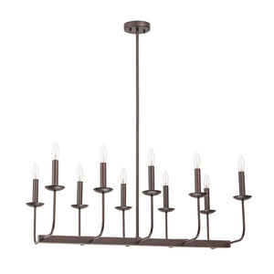 LightFixturesUSA - 10 - Light French Vintage Candle Style Linear Island Chandelier - Chandelier - Oil - Rubbed Bronze - 