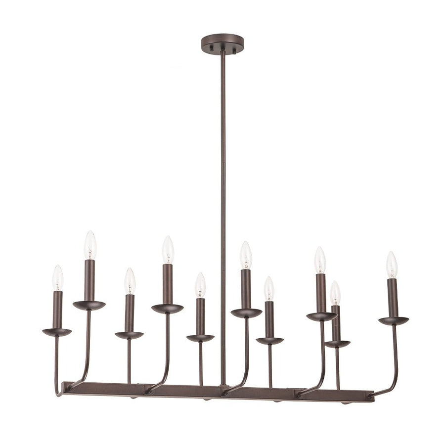 LightFixturesUSA - 10 - Light French Vintage Candle Style Linear Island Chandelier - Chandelier - Oil - Rubbed Bronze - 