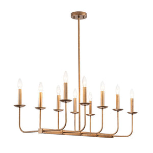 LightFixturesUSA - 10 - Light French Vintage Candle Style Linear Island Chandelier - Chandelier - Oil - Rubbed Bronze - 
