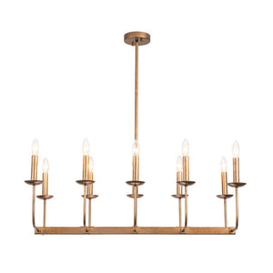 LightFixturesUSA - 10 - Light French Vintage Candle Style Linear Island Chandelier - Chandelier - Oil - Rubbed Bronze - 