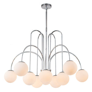 LightFixturesUSA-10-Light Frosted Glass Globe Bubble Chandelier-Chandelier-Chrome-