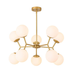 LightFixturesUSA - 10 - Light Opal Glass Globe Bubble Sputnik Branch Chandelier - Chandelier - Brass - 