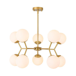 LightFixturesUSA - 10 - Light Opal Glass Globe Bubble Sputnik Branch Chandelier - Chandelier - Brass - 