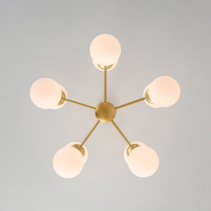 LightFixturesUSA - 10 - Light Opal Glass Globe Bubble Sputnik Branch Chandelier - Chandelier - Brass - 