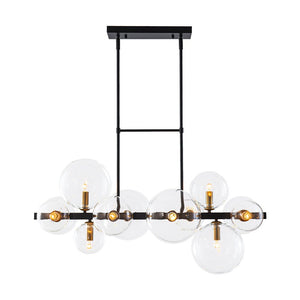LightFixturesUSA - 12 - Light Black Brass Sputnik Glass Bubble Linear Island Pendant - Chandelier - 34 in - 
