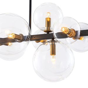 LightFixturesUSA - 12 - Light Black Brass Sputnik Glass Bubble Linear Island Pendant - Chandelier - 34 in - 