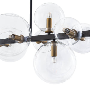 LightFixturesUSA - 12 - Light Black Brass Sputnik Glass Bubble Linear Island Pendant - Chandelier - 34 in - 