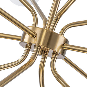 LightFixturesUSA - 12 - Light Brass Firework Opal Glass Globe Sputnik Chandelier - Chandelier - Brass - 
