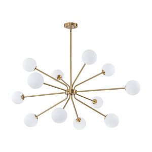 LightFixturesUSA - 12 - Light Brass Firework Opal Glass Globe Sputnik Chandelier - Chandelier - Brass - 