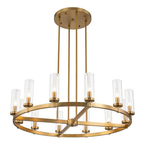 LightFixturesUSA-12-Light Clear Glass Shade Wagon Wheel Chandelier-Chandelier-Black-