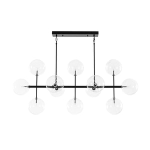 LightFixturesUSA - 12 - Light Sputnik Glass Globe Bubble Linear Island Chandelier - Chandelier - Black (Exclusive Offer) - 