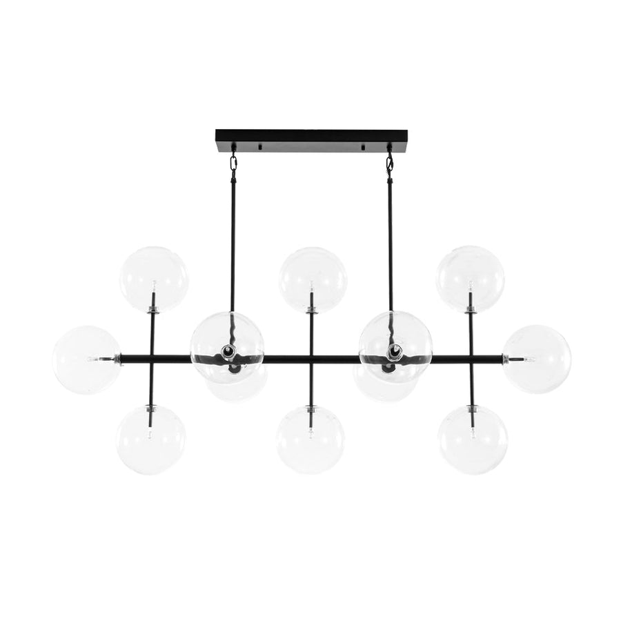 LightFixturesUSA - 12 - Light Sputnik Glass Globe Bubble Linear Island Chandelier - Chandelier - Black (Exclusive Offer) - 