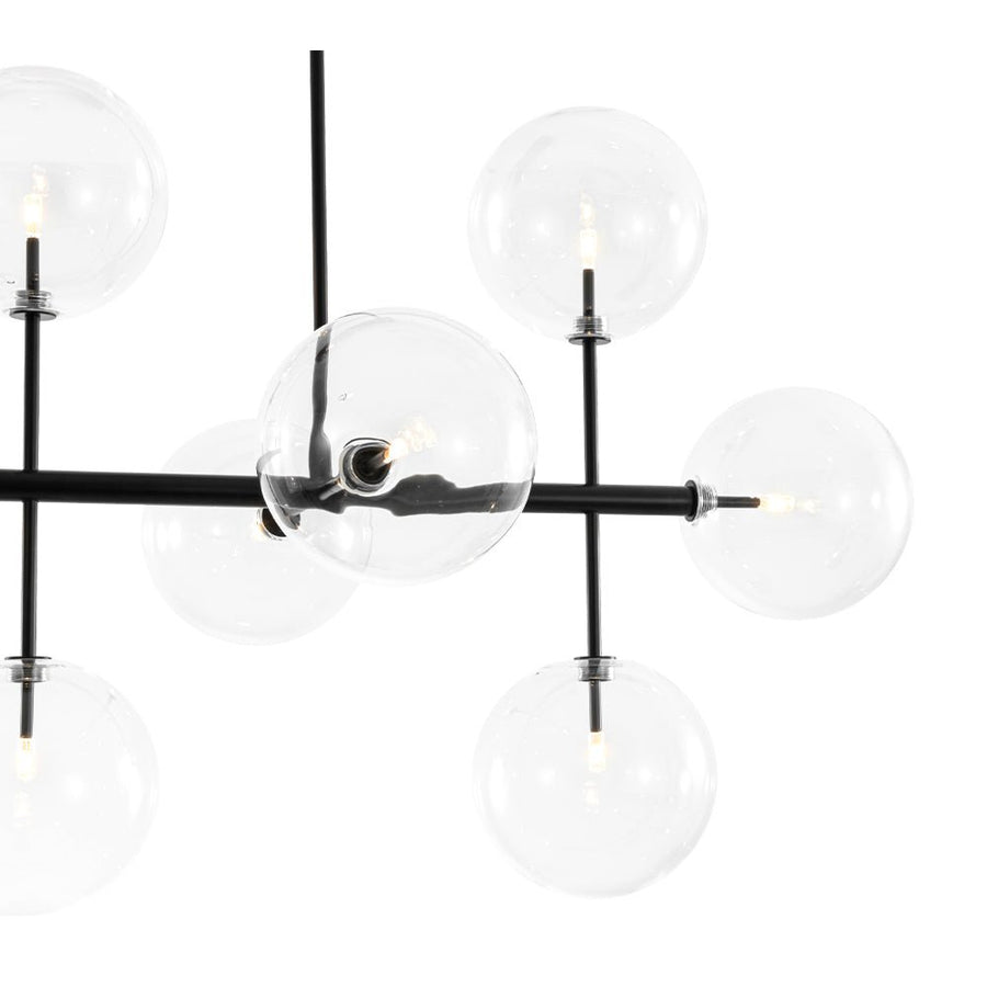 LightFixturesUSA - 12 - Light Sputnik Glass Globe Bubble Linear Island Chandelier - Chandelier - Black (Exclusive Offer) - 