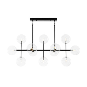 LightFixturesUSA - 12 - Light Sputnik Glass Globe Bubble Linear Island Chandelier - Chandelier - Black (Exclusive Offer) - 