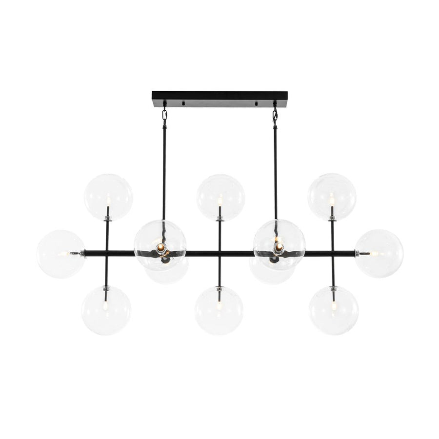 LightFixturesUSA - 12 - Light Sputnik Glass Globe Bubble Linear Island Chandelier - Chandelier - Black (Exclusive Offer) - 
