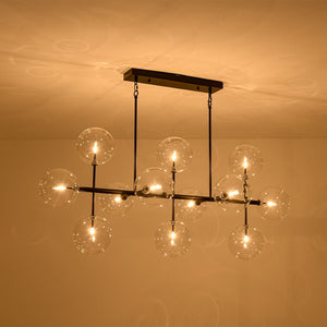 LightFixturesUSA - 12 - Light Sputnik Glass Globe Bubble Linear Island Chandelier - Chandelier - Black (Exclusive Offer) - 