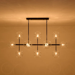LightFixturesUSA - 12 - Light Sputnik Glass Globe Bubble Linear Island Chandelier - Chandelier - Black (Exclusive Offer) - 