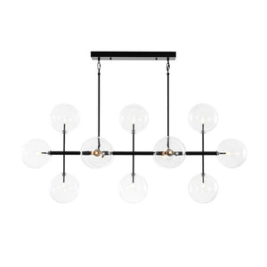 LightFixturesUSA - 12 - Light Sputnik Glass Globe Bubble Linear Island Chandelier - Chandelier - Black (Exclusive Offer) - 