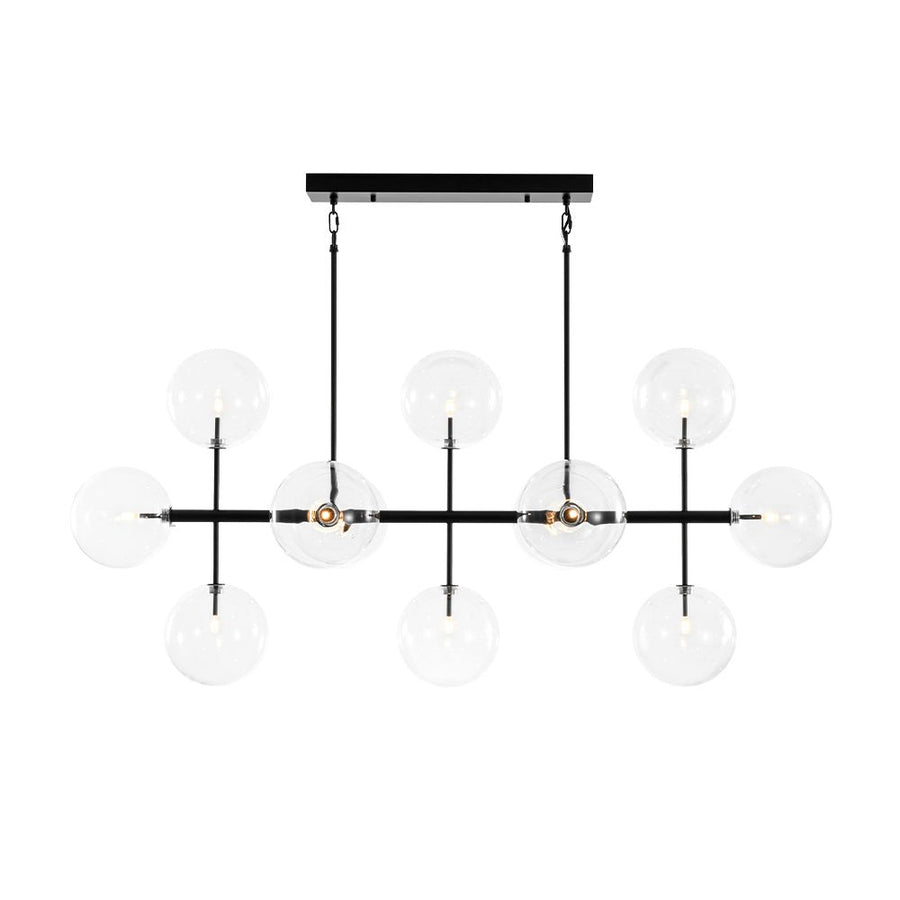 LightFixturesUSA - 12 - Light Sputnik Glass Globe Bubble Linear Island Chandelier - Chandelier - Black (Exclusive Offer) - 