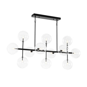 LightFixturesUSA - 12 - Light Sputnik Glass Globe Bubble Linear Island Chandelier - Chandelier - Black (Exclusive Offer) - 