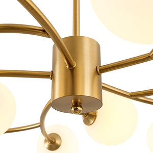 LightFixturesUSA - 15 - Light Opal Glass Globe Bubble Sputnik Branch Chandelier - Chandelier - Brass - 