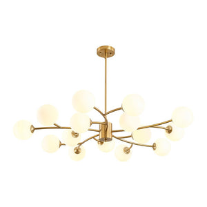 LightFixturesUSA - 15 - Light Opal Glass Globe Bubble Sputnik Branch Chandelier - Chandelier - Brass - 