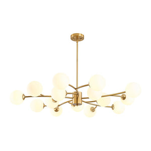 LightFixturesUSA - 15 - Light Opal Glass Globe Bubble Sputnik Branch Chandelier - Chandelier - Brass - 