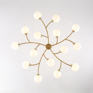 LightFixturesUSA - 15 - Light Opal Glass Globe Bubble Sputnik Branch Chandelier - Chandelier - Brass - 