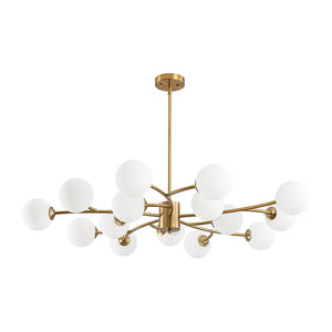 LightFixturesUSA - 15 - Light Opal Glass Globe Bubble Sputnik Branch Chandelier - Chandelier - Brass - 