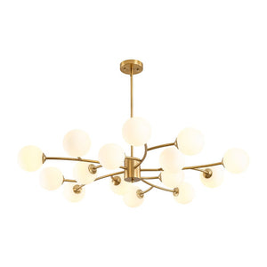 LightFixturesUSA - 15 - Light Opal Glass Globe Bubble Sputnik Branch Chandelier - Chandelier - Brass - 