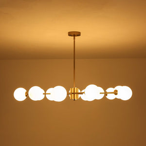 LightFixturesUSA - 15 - Light Opal Glass Globe Bubble Sputnik Branch Chandelier - Chandelier - Brass - 