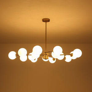 LightFixturesUSA - 15 - Light Opal Glass Globe Bubble Sputnik Branch Chandelier - Chandelier - Brass - 