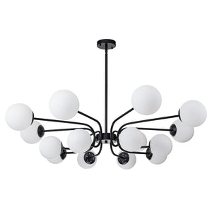 LightFixturesUSA-16-Light Frosted Glass Globe Bubble Sputnik Chandelier-Chandelier-Black-
