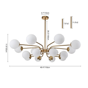 LightFixturesUSA-16-Light Frosted Glass Globe Bubble Sputnik Chandelier-Chandelier-Black-