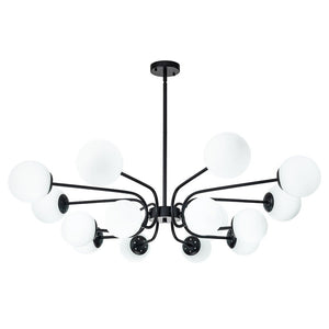 LightFixturesUSA-16-Light Frosted Glass Globe Bubble Sputnik Chandelier-Chandelier-Black-