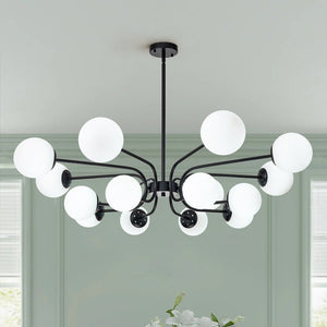 LightFixturesUSA-16-Light Frosted Glass Globe Bubble Sputnik Chandelier-Chandelier-Black-