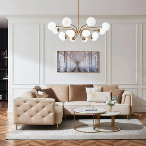 LightFixturesUSA-16-Light Frosted Glass Globe Bubble Sputnik Chandelier-Chandelier-Brass-