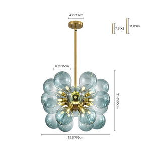 LightFixturesUSA - 18 - Light Cluster Gradual Blue Glass Globe Bubble Chandelier - Chandelier - Gradual Blue - 