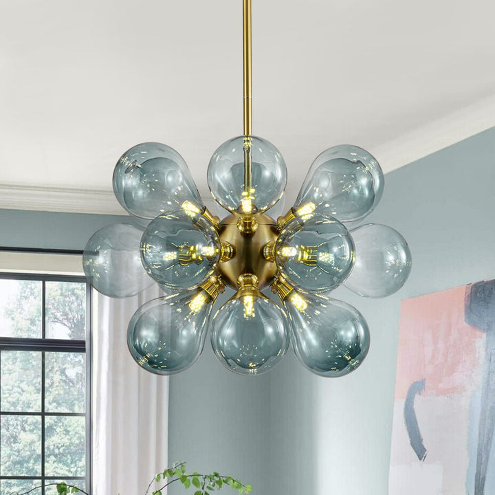 LightFixturesUSA - 18 - Light Cluster Gradual Blue Glass Globe Bubble Chandelier - Chandelier - Gradual Blue - 