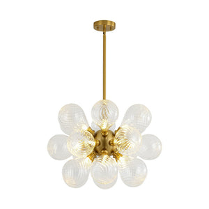 LightFixturesUSA - 18 - Light Cluster Ribbed Glass Globe Bubble Chandelier - Chandelier - Clear Ribbed Glass - 
