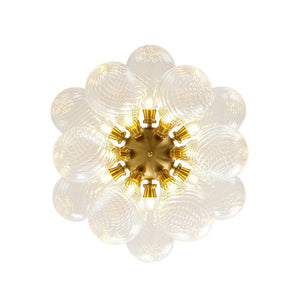 LightFixturesUSA - 18 - Light Cluster Ribbed Glass Globe Bubble Chandelier - Chandelier - Clear Ribbed Glass - 