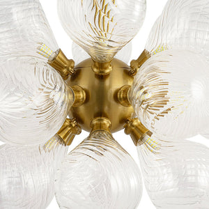 LightFixturesUSA - 18 - Light Cluster Ribbed Glass Globe Bubble Chandelier - Chandelier - Clear Ribbed Glass - 
