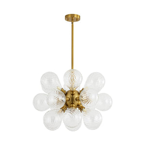LightFixturesUSA - 18 - Light Cluster Ribbed Glass Globe Bubble Chandelier - Chandelier - Clear Ribbed Glass - 